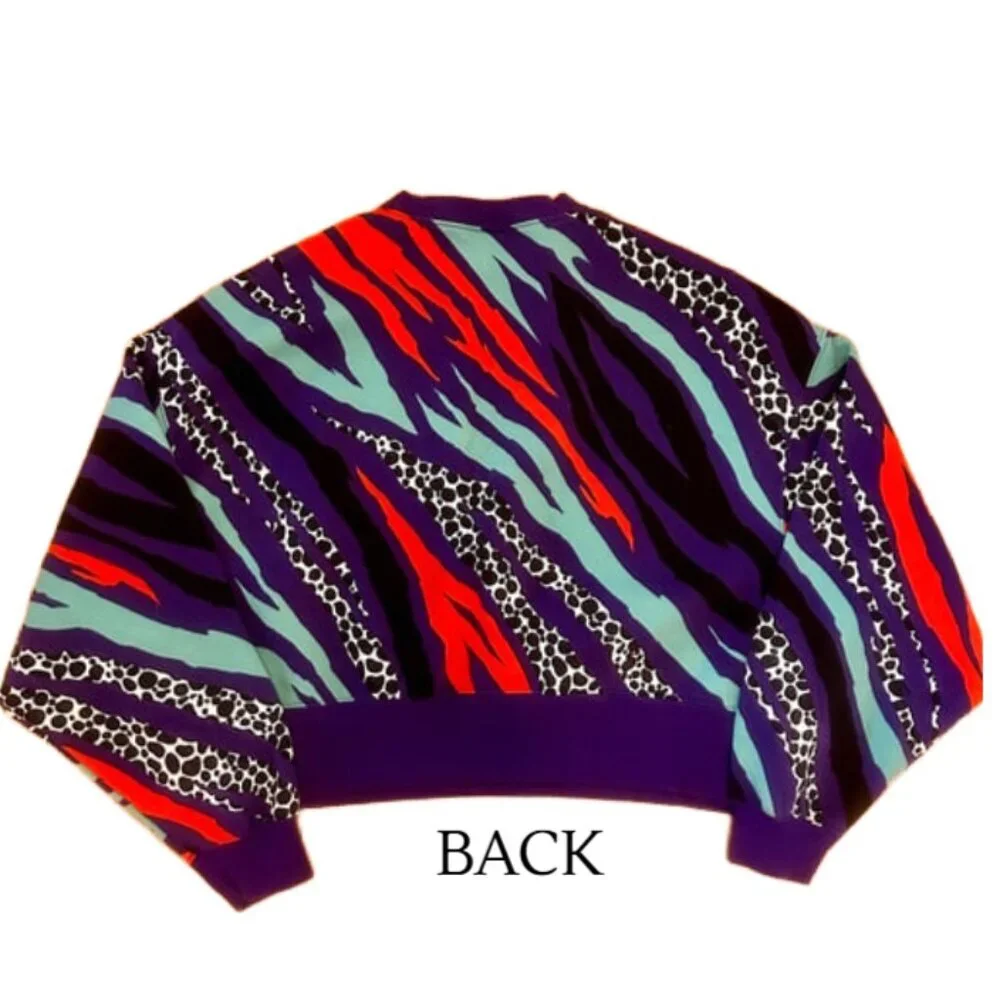 Nike Airloom Purple Animal Abstract Fleece Oversized Cropped Sweatshirt
